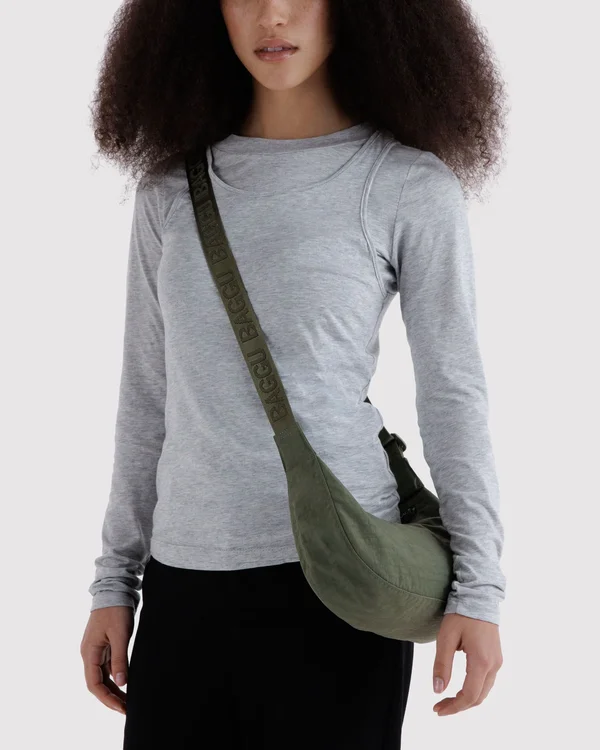 Small Nylon Crescent Bag - Caper - Material: heavyweight-nylon