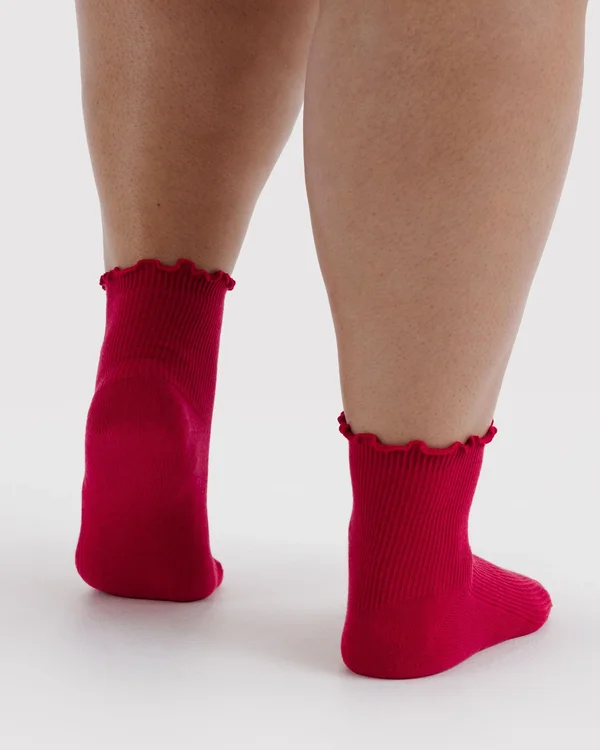 Lettuce Edge Sock Set of 2 - Wild Plum & Cherry - Material: organic-cotton