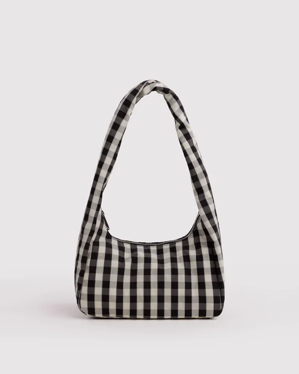 Small Nylon Meringue Bag - Black And Cream Gingham
