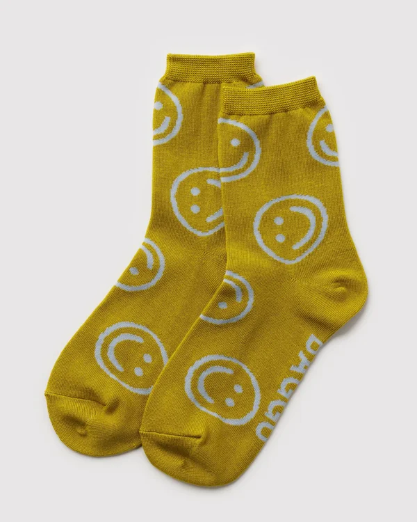 Crew Sock - Ochre Happy - Size: OS