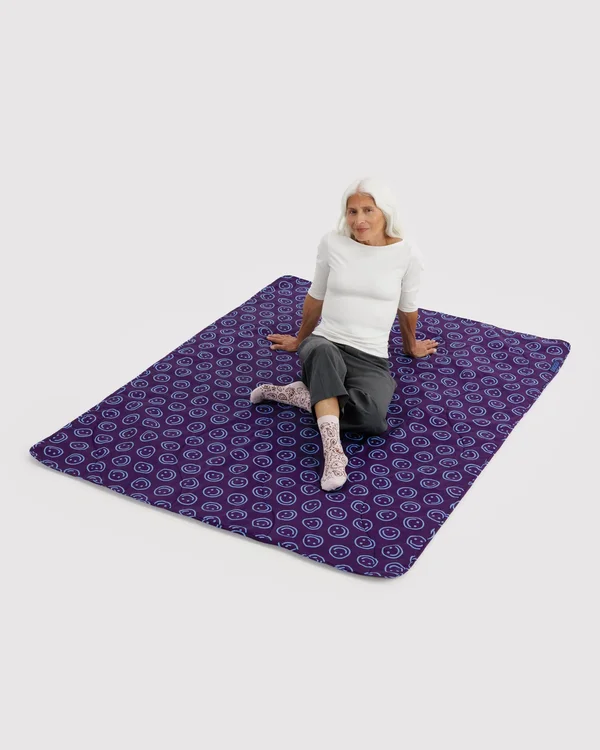 Puffy Picnic Blanket - Indigo Happy