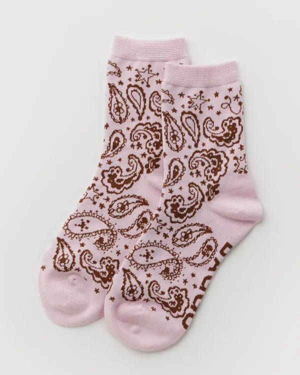Crew Sock - Paisley Pink - Material: organic-cotton