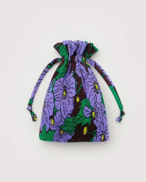 Pleated Baggu - Maroon Poppy - Material: polyester