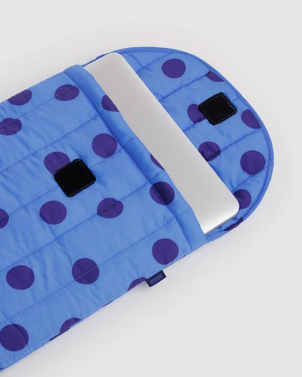 Puffy Laptop Sleeve 16" - Blue Polka Dot - Material: ripstop-nylon