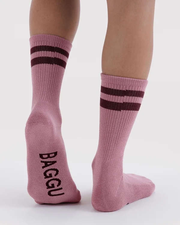 Ribbed Sock - Wild Plum Stripe - Material: organic-cotton
