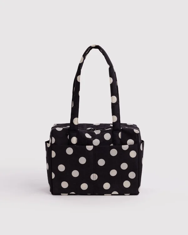 Everyday Cloud Bag - Black And Cream Polka Dot - Material: heavyweight-nylon