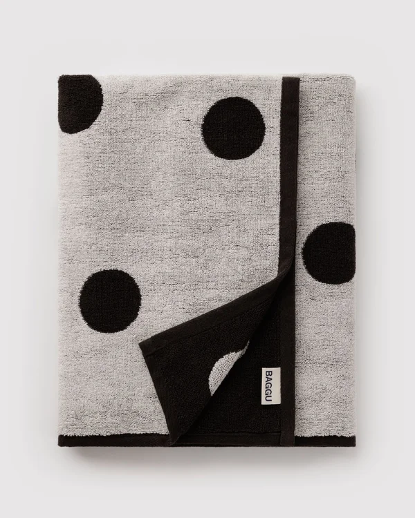 Bath Towel - Cream and Black Polka Dot - Size: OS