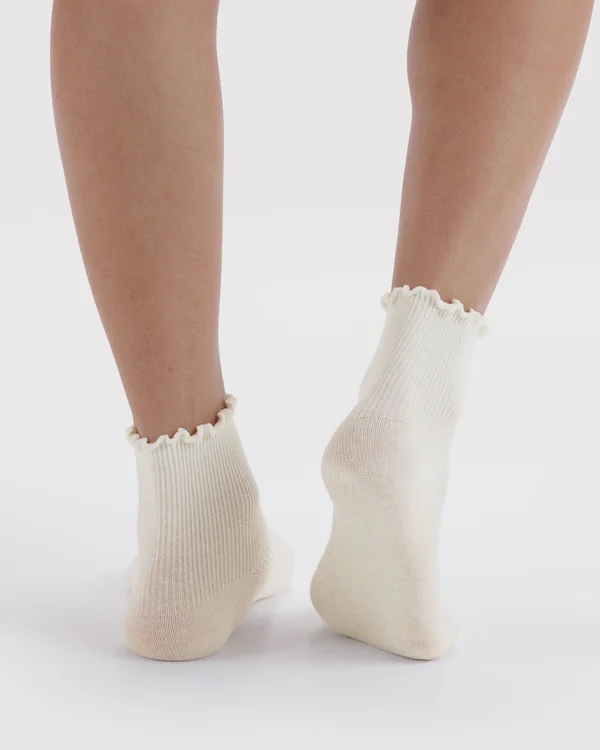 Lettuce Edge Sock Set of 2 - White - Material: organic-cotton