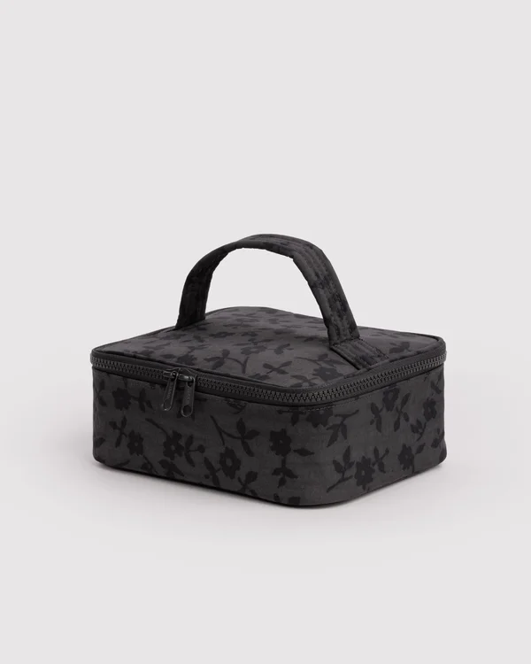 Small Cosmetic Case - Charcoal Ditsy Floral - Material: heavyweight-nylon