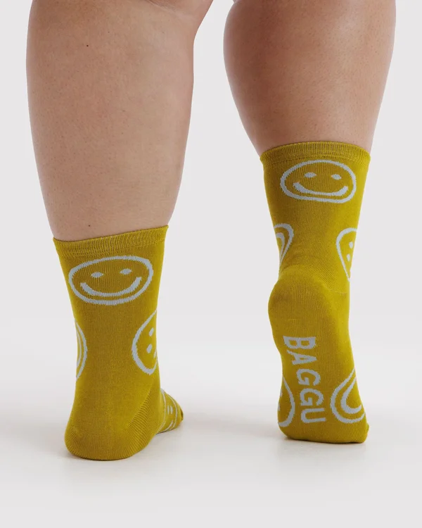 Crew Sock - Ochre Happy - Size: OS