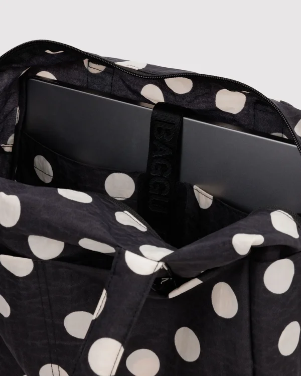 Everyday Cloud Bag - Black And Cream Polka Dot - Material: heavyweight-nylon
