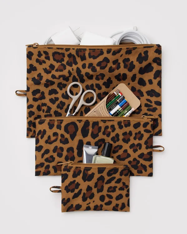Flat Pouch Set - Leopard - Size: OS