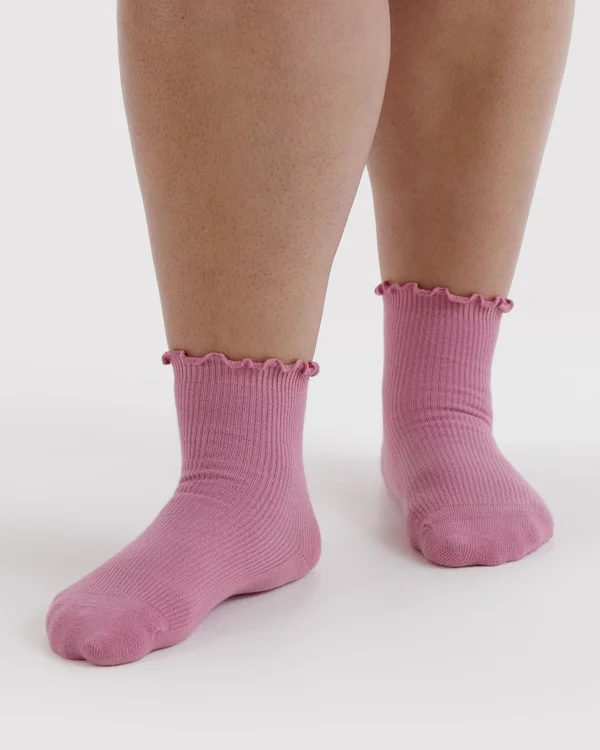 Lettuce Edge Sock Set of 2 - Wild Plum & Cherry - Material: organic-cotton