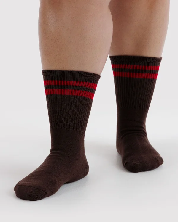 Ribbed Sock - Coffee Stripe - Size: OS