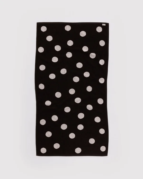 Bath Towel - Cream and Black Polka Dot - Size: OS