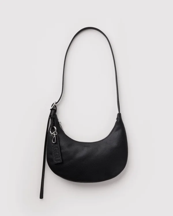 Small Recycled Leather Flat Crescent - Black - Size: OS